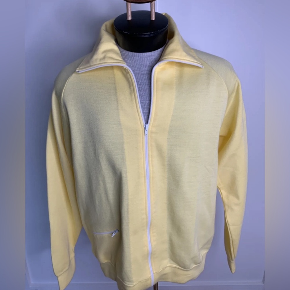 GOLDWIN JAPAN Mens Yellow Vintage Full Zip Track Jacket Acrylic, Size XL (US L)